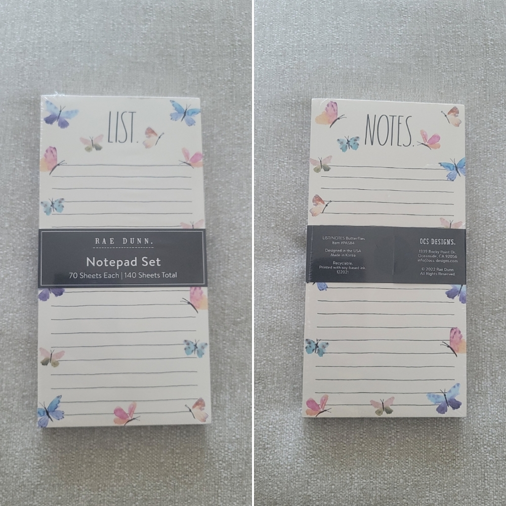 Rae Dunn Notepad LIST and NOTES Pads Set